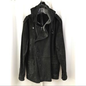 Joe’s Jeans distressed leather jacket pea coat